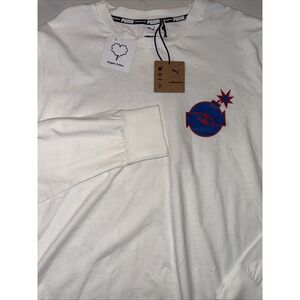 The Hundreds x Puma Men's 100% Cotton L/S Two-Sided T-Shirt White Mens Large